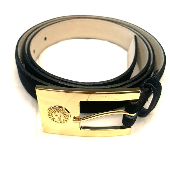 AK Anne Klein suede Leather black belt with gold colour buckle XL - Picture 9 of 9